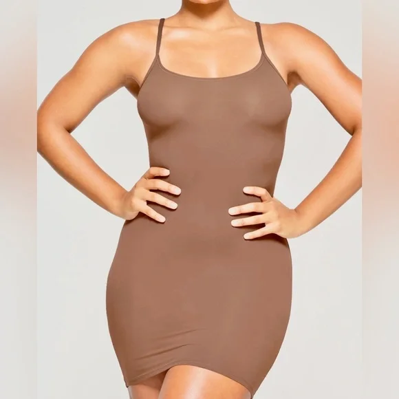 skims brown mini dress Jocelyn Backless Shapewear Mini Dress - Espresso main image 0